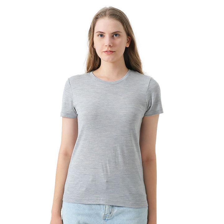 Women’s 100% Merino Wool T-Shirt Light Grey - MT02