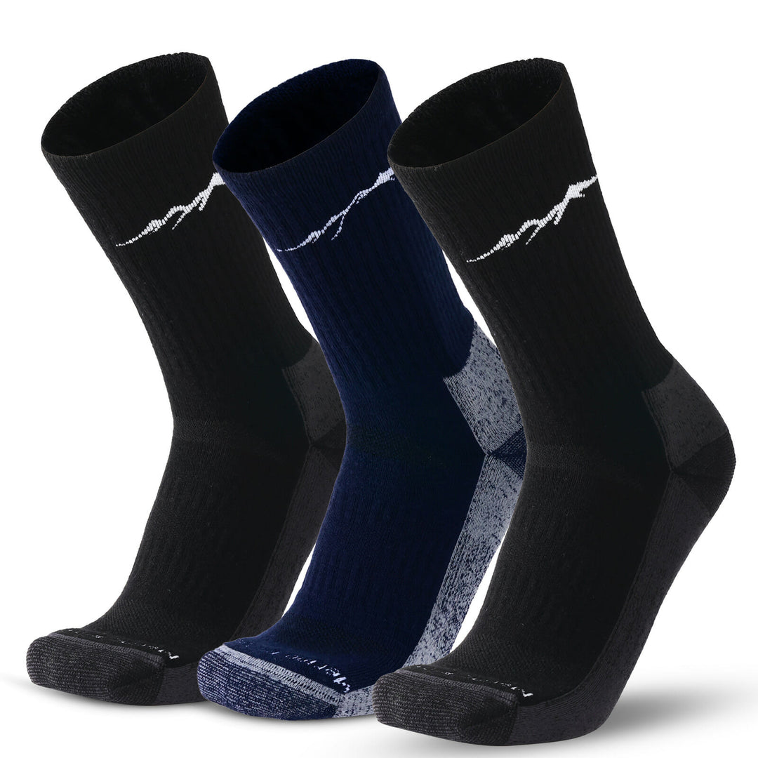 Men's 3 Pairs Organic Merino Wool Socks Black Grey/Black Grey/Navy - MT16