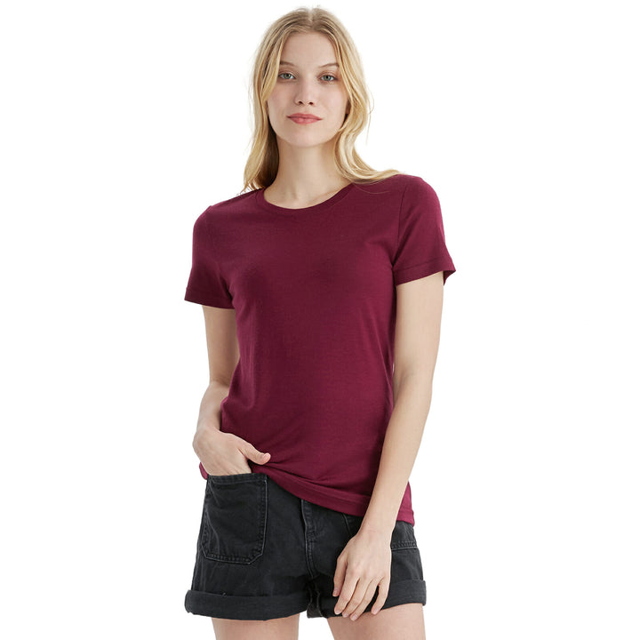 Women’s 100% Merino Wool T-Shirt Dark Red - MT02