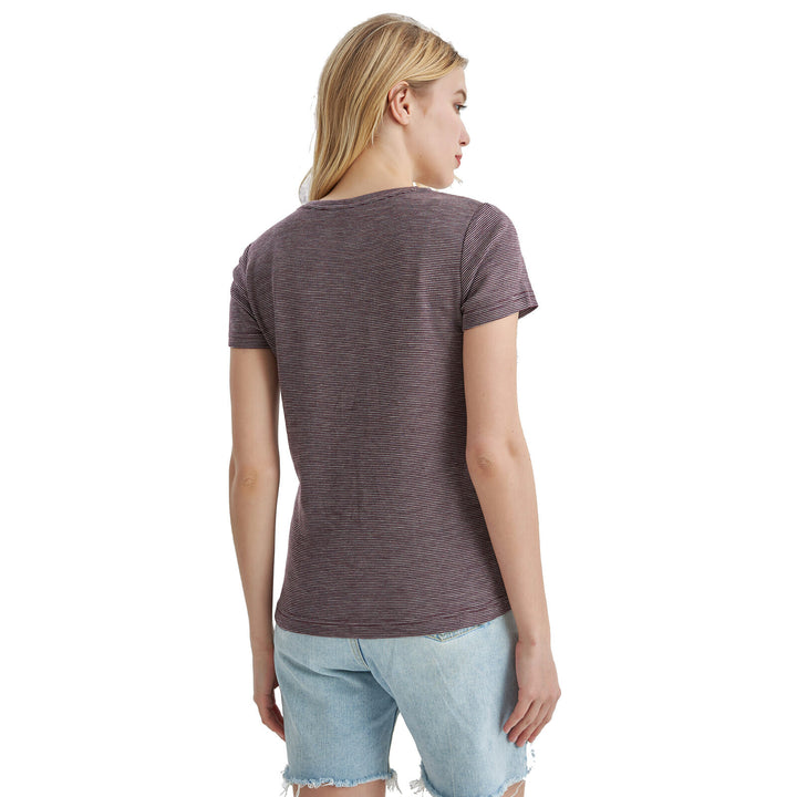 Women’s 100% Merino Wool T-Shirt Fig Gray Stripes - MT34