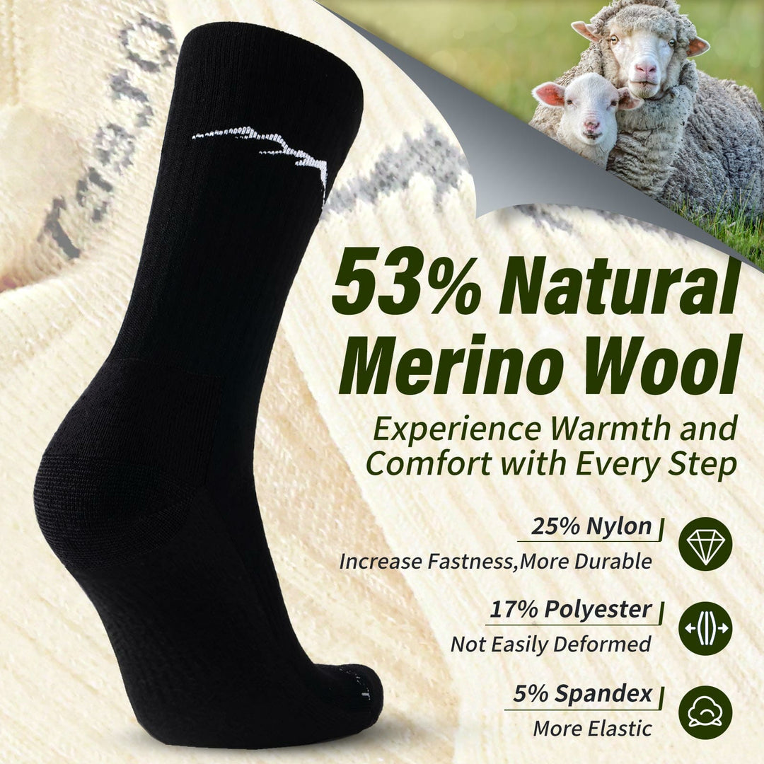 Women’s 4 Pairs Organic Merino Wool Socks Black - MT17