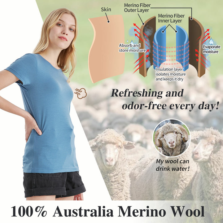 Women’s  100% Merino Wool T-Shirt Emerald - MT02