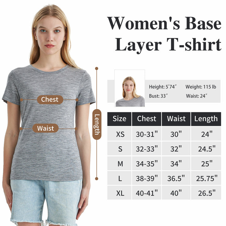 Women’s 100% Merino Wool T-Shirt Ebony Heather - MT02