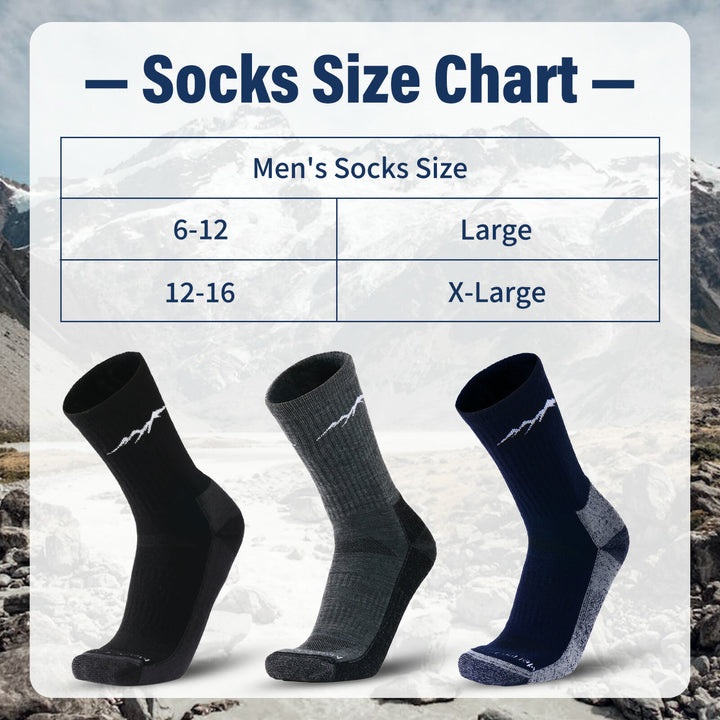 Men's 3 Pairs Organic Merino Wool Socks Black MT16