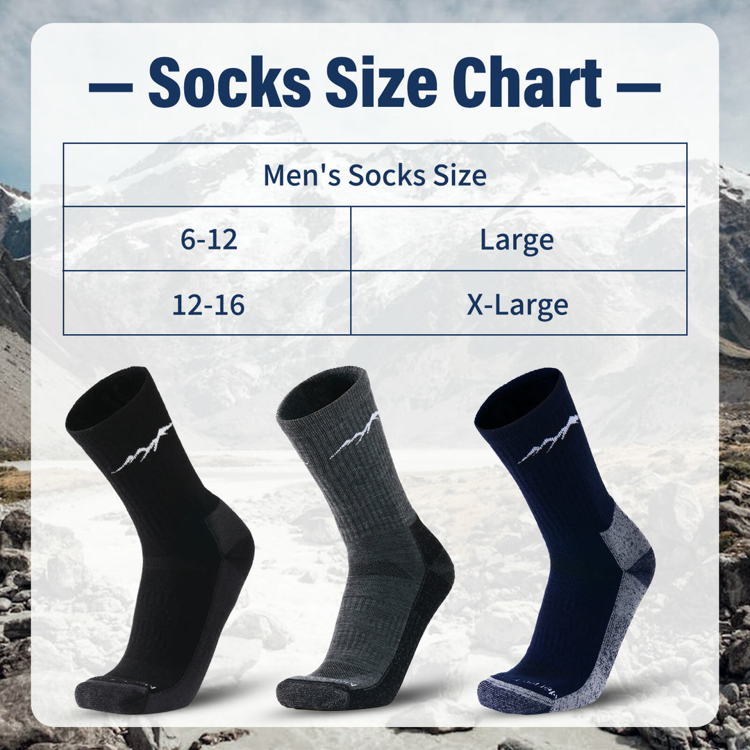 Men's 3 Pairs Organic Merino Wool Socks Black Grey/Black Grey/Navy - MT16