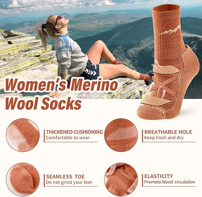 Women’s 4 Pairs Organic Merino Wool Socks Orange - MT17