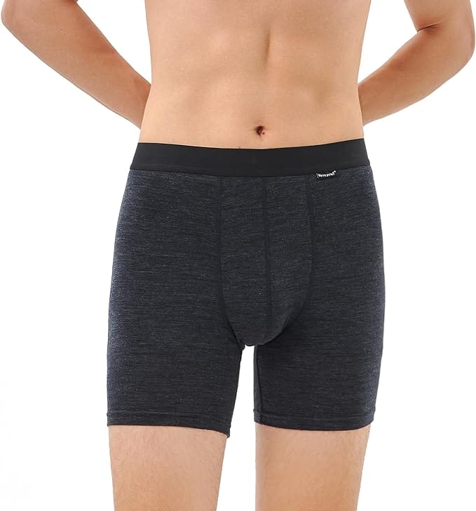 Men's 100% Merino Wool Underwear Boxer Briefs Black Heather - MT15