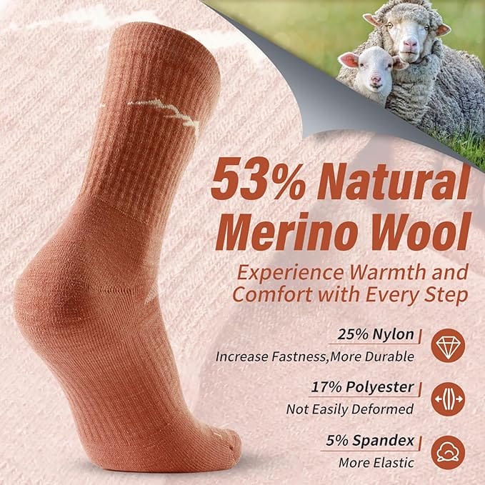 Women’s 4 Pairs Organic Merino Wool Socks Orange - MT17