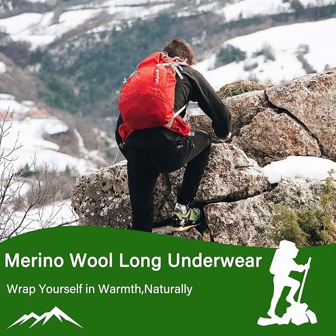 Men's 100% Merino Wool Base Layer Thermal Underwear Navy - MT22