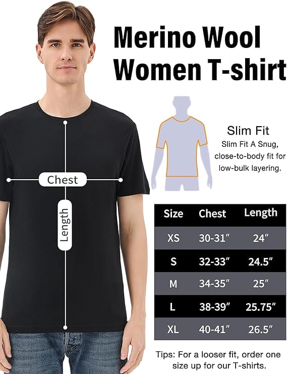 Men's 100% Merino Wool T-Shirt Black - MT27