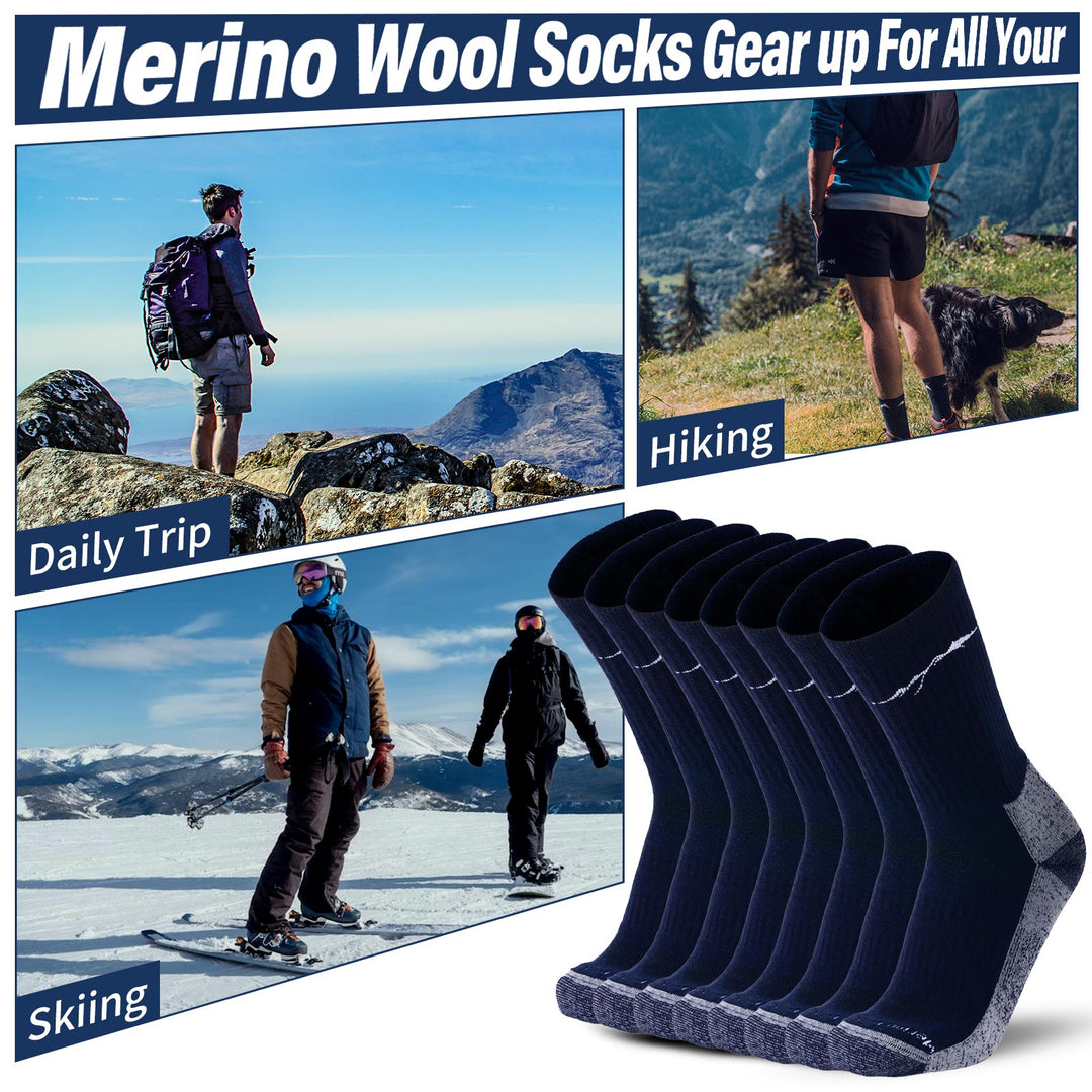 Men's 4 Pairs Organic Merino Wool Socks Navy - MT16