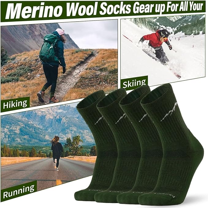 Women’s 4 Pairs Organic Merino Wool Socks Lime - MT17