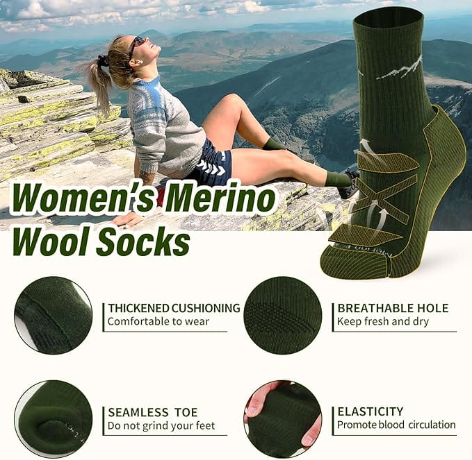Women’s 4 Pairs Organic Merino Wool Socks Lime - MT17