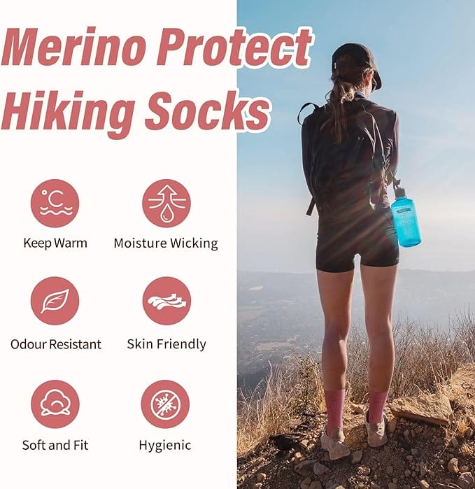 Women’s  4 Pairs Organic Merino Wool Socks Pink - MT17
