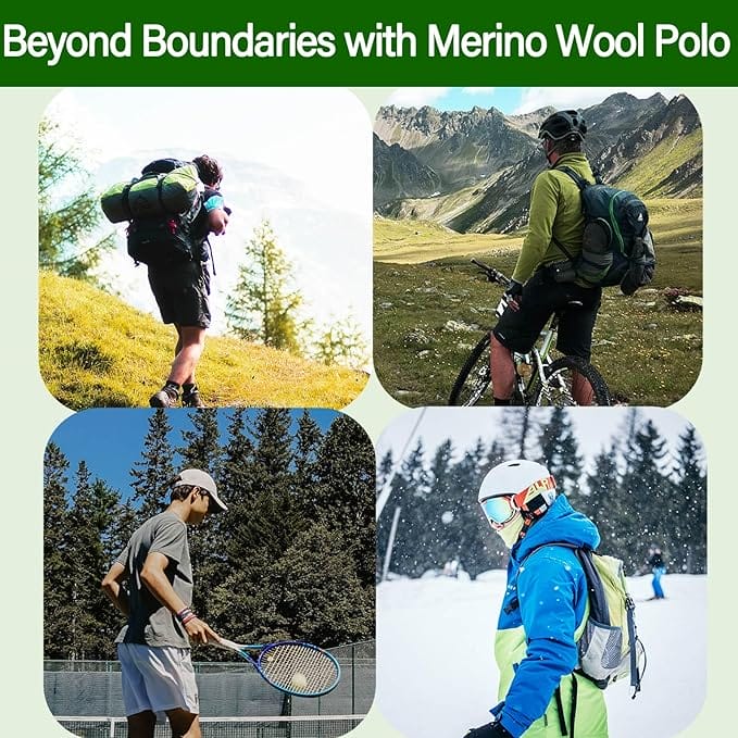 Men's 100% Merino Wool Polo Shirts Navy - MT24