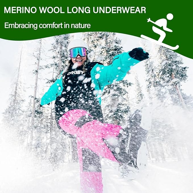 Women’s  100% Merino Wool Thermal Underwear Tights Black - MT23